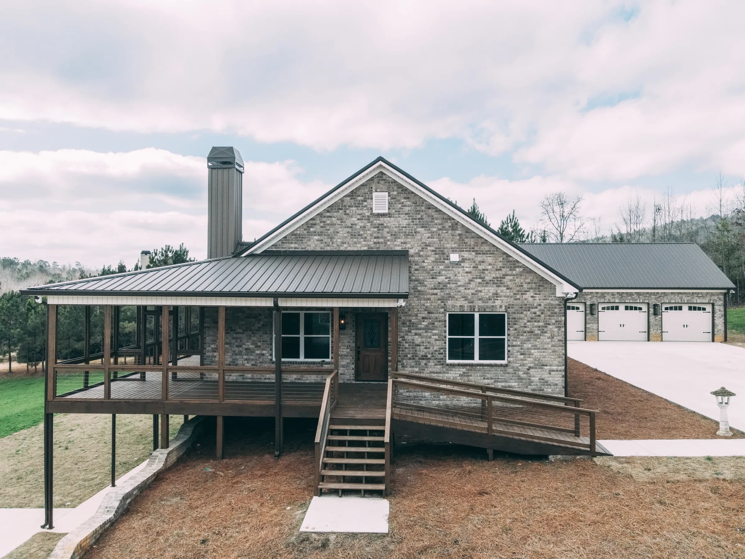 Aerial view of a custom deck designed and built by Waterstone Companies in East Alabama